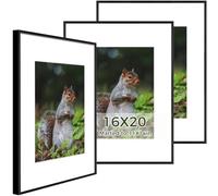 Golden State Art, Lot de 3 cadres en aluminium de 40,6 x 50,8 cm avec passe-partout ivoire pour photos de 27,9 x 35,6 cm, comprend des crochets en dents de scie et des clips à ressort, montage mural,