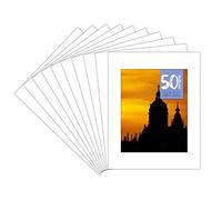 Golden State Art Lot de 50 Sets de Table Blanc Mat Mat avec cœur Blanc biseauté pour Photos de 8 x 10 cm