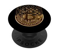 Golden Stylish Bitcoin Tees, Bitcoin Cryptocurrency Graphic PopSockets PopGrip Adhésif