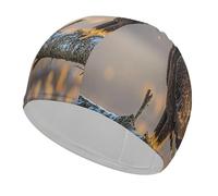 Golden Sunset Bonnet de bain confortable pour la réduction de la traînée et la protection des cheveux Durable Doux Élastique Garde la coiffure inchangée pour homme et femme