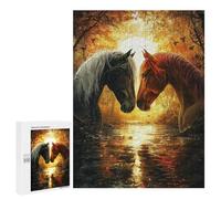 Golden Sunset Horse Pair Puzzle 1000 Pièces Educa Jouet en Bois Cadeau Unique Décoration Intérieure Jeu Éducatif Challenge Toy Adultes Et Enfants À Partir De 14 Ans 500 PCS