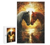 Golden Sunset Horse Pair Puzzle 1000 Pièces Educa Jouet en Bois Cadeau Unique Décoration Intérieure Jeu Éducatif Challenge Toy Adultes Et Enfants À Partir De 14 Ans 1000 PCS