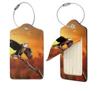 Golden Sunset Lot de 4 étiquettes de voyage en cuir synthétique pour valises, avec dos complet, carte d'identité, étiquettes personnalisées pour sacs, valises avec boucle en métal