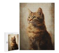 Golden Tabby Cat Portrait -1 Puzzle 1000 Pièces Educa Jouet en Bois Cadeau Unique Décoration Intérieure Jeu Éducatif Challenge Toy Adultes Et Enfants À Partir De 14 Ans 500 PCS
