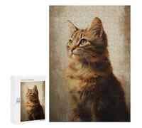 Golden Tabby Cat Portrait -1 Puzzle 1000 Pièces Educa Jouet en Bois Cadeau Unique Décoration Intérieure Jeu Éducatif Challenge Toy Adultes Et Enfants À Partir De 14 Ans 300 PCS