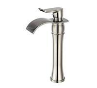 Golden TallWaterfall Robinet d'évier de salle de bain en laiton eau chaude et froide, design élégant pour salles de bains modernes, accessoires de salle de bain durables et élégants