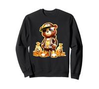 Golden Teddy Bear Boss Sacs d'argent avec pièces et chaîne dorées Sweatshirt