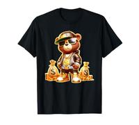 Golden Teddy Bear Boss Sacs d'argent avec pièces et chaîne dorées T-Shirt