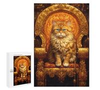 Golden Throne Cat King Puzzle 1000 Pièces Educa Jouet en Bois Cadeau Unique Décoration Intérieure Jeu Éducatif Challenge Toy Adultes Et Enfants À Partir De 14 Ans 1000 PCS