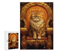 Golden Throne Cat King Puzzle 1000 Pièces Educa Jouet en Bois Cadeau Unique Décoration Intérieure Jeu Éducatif Challenge Toy Adultes Et Enfants À Partir De 14 Ans 300 PCS