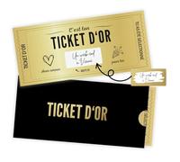 Golden Ticket à gratter | Ticket d’Or personnalisé | Ticket à gratter avec message | Carte Cadeau Noel Anniversaire Cadeau surprise personnalisable pour Femme Homme Ami Soeur Frere Parents
