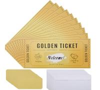 Golden Tickets Lot de 10 cartes à gratter, cadeaux personnalisés ou cadeaux surprises, idées de révélation du sexe, bons d'achat, coupons de tombola, anniversaire, mariage, film de Noël