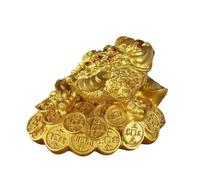 Golden Toad Décoration Feng Shui Trépied en résine Grenouille porte-bonheur pour la maison et le bureau 4 x 4 x 4,5 cm Finition dorée (compatible avec les principes traditionnels du Feng Shui chinois)