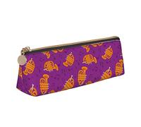 Golden Trombones of Music Notes Pattern Pencil Pouch Triangle Pen Case Portable Pencil Bag Organisateur en Cuir avec Fermeture à glissière Cosmetic Pouch Bag
