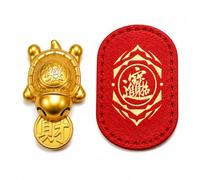 Golden Turtle with Coin, Talisman Porte-Bonheur en Forme de Tortue dorée pour Portefeuille, breloque en Laiton Massif pour Sac à Main ou décoration de Bureau (Wealth)