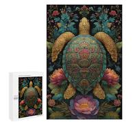 Golden Turtle with Flowers Puzzle 1000 Pièces Educa Jouet en Bois Cadeau Unique Décoration Intérieure Jeu Éducatif Challenge Toy Adultes Et Enfants À Partir De 14 Ans 1000 PCS