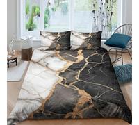 Golden veined Parure de Lit 3 Pièces Imprimé en 3D Facile d'entretien Moderne abstrait luxury Ensemble De Literie avec Taie d'oreiller Hypoallergique for Hommes Enfants Super king（260x220cm）