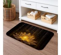 Golden Water Lily Tapis de bain à séchage rapide, élégant motif floral étincelant, antidérapant, moderne, en flanelle, lavable pour salle de bains, toilettes, toilettes, 40,6 x 61 cm