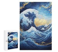 Golden Wave Art Print Puzzle 1000 Pièces Educa Jouet en Bois Cadeau Unique Décoration Intérieure Jeu Éducatif Challenge Toy Adultes Et Enfants À Partir De 14 Ans 1000 PCS