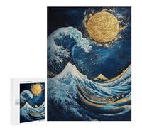 Golden Wave with Mountain and Moon Puzzle 1000 Pièces Educa Jouet en Bois Cadeau Unique Décoration Intérieure Jeu Éducatif Challenge Toy Adultes Et Enfants À Partir De 14 Ans 500 PCS