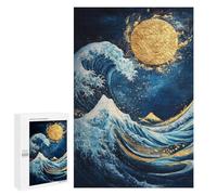 Golden Wave with Mountain and Moon Puzzle 1000 Pièces Educa Jouet en Bois Cadeau Unique Décoration Intérieure Jeu Éducatif Challenge Toy Adultes Et Enfants À Partir De 14 Ans 1000 PCS