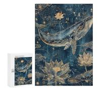 Golden Whale Lotus Art Print Puzzle 1000 Pièces Educa Jouet en Bois Cadeau Unique Décoration Intérieure Jeu Éducatif Challenge Toy Adultes Et Enfants À Partir De 14 Ans 300 PCS