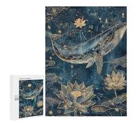 Golden Whale Lotus Art Print Puzzle 1000 Pièces Educa Jouet en Bois Cadeau Unique Décoration Intérieure Jeu Éducatif Challenge Toy Adultes Et Enfants À Partir De 14 Ans 500 PCS