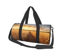 Golden Wheat Field Sac de voyage en toile imprimée - Sac de sport de gym avec grande capacité pour le week-end, les voyages d'affaires, Noir , Taille unique