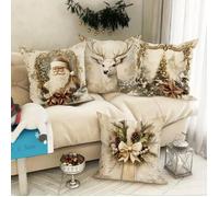 Golden White Cozy Soft Pillowcases18x18 Inch, Winter Xmas Decor for Sofa Living Room BedOne-Sided Print,Pillow Insert Not Included