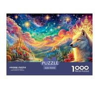 Golden Wolf Rests près de Starlit Castle Puzzle De 1000 Pièces Loup Cool Éducatif Et De Défiant, Cadeau pour Tous 70x50cm/1000pcs