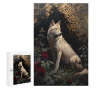 Golden Wolf with Red Roses Puzzle 1000 Pièces Educa Jouet en Bois Cadeau Unique Décoration Intérieure Jeu Éducatif Challenge Toy Adultes Et Enfants À Partir De 14 Ans 1000 PCS