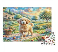 Goldendoodle Papier Premium Caniche dans Un verger avec des Pommes Puzzle à Faire soi-même Anti-Stress éducatif 70x50cm/1000 pièces