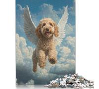 Goldendoodle Volant dans Le Ciel Puzzle Mural Souvenir Goldendoodle Activité Amusante pour la Maison Puzzle en Carton de qualité supérieure 1000 pièces (75 x 50 cm)