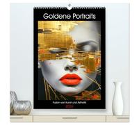 Goldene Portraits. Fusion von Kunst und Ästhetik (hochwertiger Premium Wandkalender 2026 DIN A2 hoch), Kunstdruck in Hochglanz: Schönheit und Energie der Existenz. Surreale Illustrationen