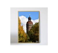 Goldener Turm Holz Photo 40x60cm Art Photographie Mur Médiéval Vieille Ville