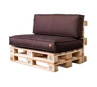 GoldenGroup Lot de 2 Coussins pour Meubles en palettes - Marron - Tissu résistant - Rembourré de granulés de Mousse - 120 x 65 x 10 cm - Coussins d'assise et Coussins de Dossier 60 x 40 x 10 cm