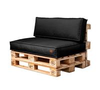GoldenGroup Lot de 2 Coussins pour Meubles en palettes - Tissu résistant - Rembourré de granulés de Mousse - 120 x 65 x 10 cm - Coussins d'assise et Coussins de Dossier 60 x 40 x 10 cm - Noir