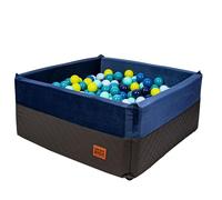 GoldenGroup Piscine à balles pour bébé - 120 x 120 cm - Jouet - Aire de jeux d'intérieur - Mousse carrée - Sans balles - Bleu foncé/graphite