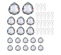 GOLDENHAITAI Lot de 18 boules de cristal prisme attrape-soleil à suspendre pour décoration de lustre de fenêtre, arc-en-ciel, transparent 20/30/40 mm