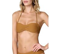 Goldenpoint Femme Maillot de bain Côte Lamé - Haut du Bikini - Bandeau rembourré avec bretelles amovibles en tissu côtelé de couleur unie avec Lurex, beige, 95B
