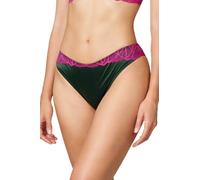 Goldenpoint Femme Sous-vêtements Slip Hanche Bas Rose Bouquet en Satin et Dentelle avec Cheville en Coton, vert, XS