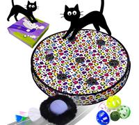 GoldenSun Balle de jouets pour chat, balle à rouler automatique rapide dans une pochette avec bobine fixe, tapis de souris à 5 trous