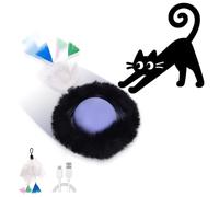 GoldenSun Jouet pour Chat, Balle Automatique À Mouvement Et Gazouillis, Jouet Unique À Balle Violet avec Élastique Noir Et Accessoire en Laine