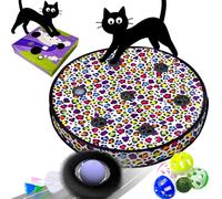 GoldenSun Jouet pour Chat, Balle Automatique à Roulement Rapide dans Un Sac avec Bobine Fixe, Fonction de Mouvement et de Gazouillis, Tapis Attrape-Souris à 5 Trous