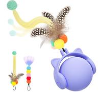 GoldenSun Jouet pour Chat, Balle Roulante Automatique avec Queue en Plumes pour Chats d'Intérieur, Jouet Rebondissant et Gazouillant Activé par Le Mouvement, Rechargeable par USB, Violet