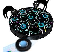 GoldenSun Jouets pour Chats Balle, Balle Automatique À Mouvement Et Gazouillis, Jeu De Souris en Tapis, Jouet D'Intérieur Cache-Cache À 7 Trous, Noir Miaou