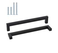 Goldenwarm Lot de 1 Poignées Placard Noires Poignées de Porte Cuisine Noires avec Finition Mate en Acier Inoxydable Entraxe 224mm