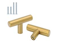 Lot de 10 goldenwarm Bouton de Meuble Doré Bouton de Porte Laiton Poignée de Meuble Dorée -LS201GD Poignée Dorée Bouton Tiroir Laiton en Acier Inoxydable