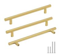 goldenwarm Lot de 15 poignées de meuble - Pour armoire de cuisine, de meubles, de porte de cuisine - En acier inoxydable - Doré - 192 mm
