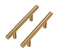 Goldenwarm Lot de 15 poignées de meuble - Pour armoire de cuisine, meuble de cuisine, porte de cuisine, meubles - En acier inoxydable - Doré